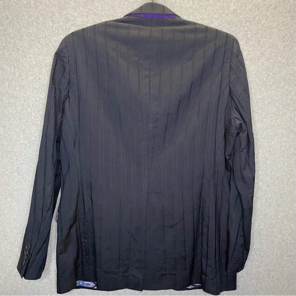 Etro Milano Purple Stripe Tessuto One Button Blazer Suit Jacket - Picture 4 of 9